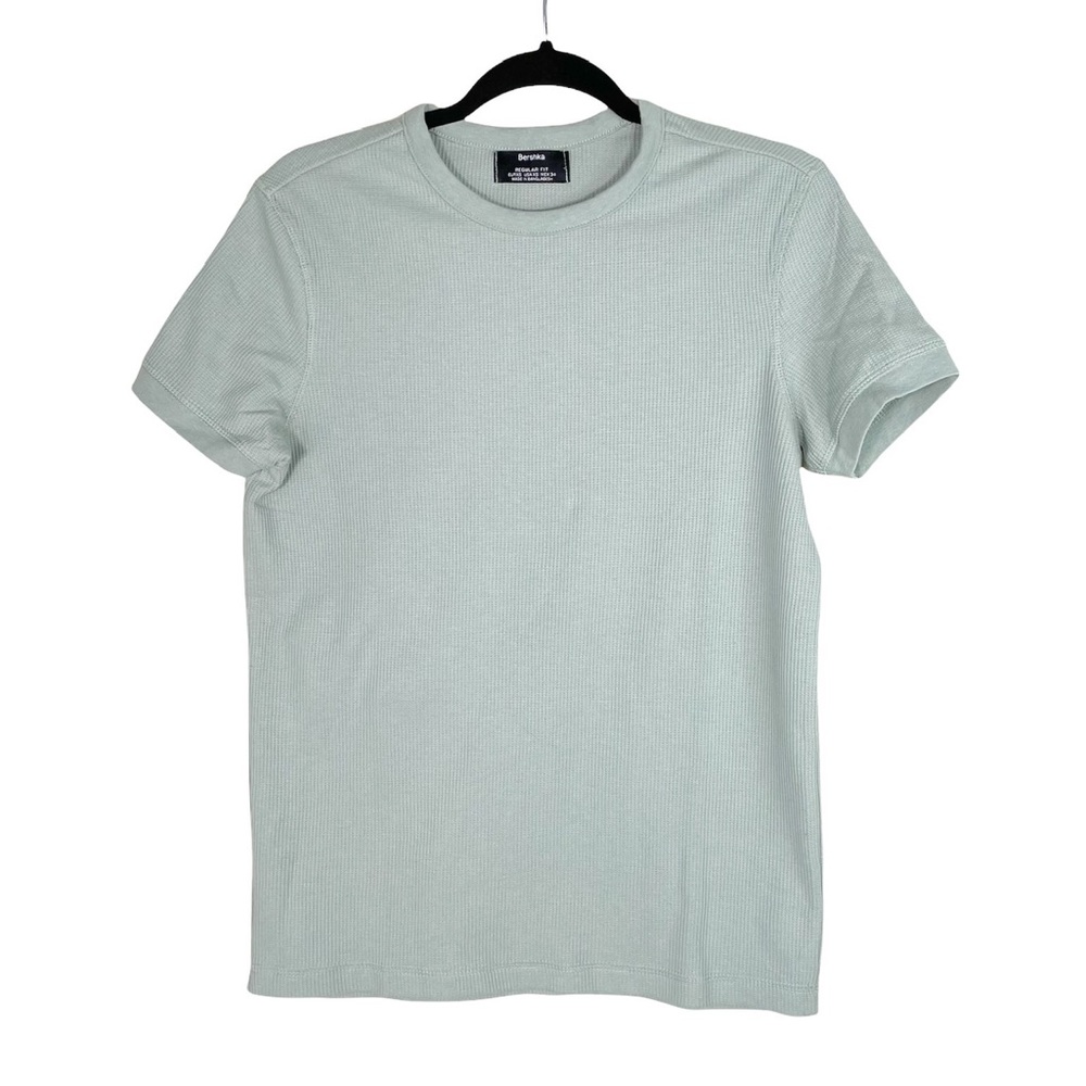 Bershka Waffle Knit Mint Short Sleeve Top